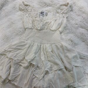 Princess Polly Cream Ruffled Kids Dress